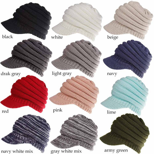 Gorro Tejido con Agujero para Coleta - Beanie Cálido para Mujer Otoño Invierno - Image 18