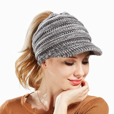 Gorro Tejido con Agujero para Coleta - Beanie Cálido para Mujer Otoño Invierno - Image 23