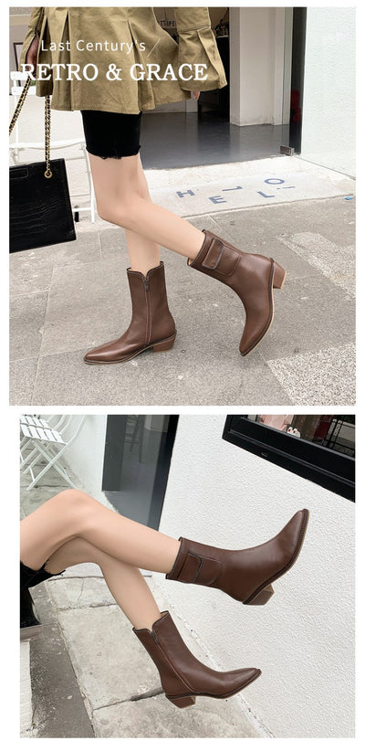 Botas Tobilleras Estilo Knight con Tacón Bajo y Cierre Lateral - Image 8