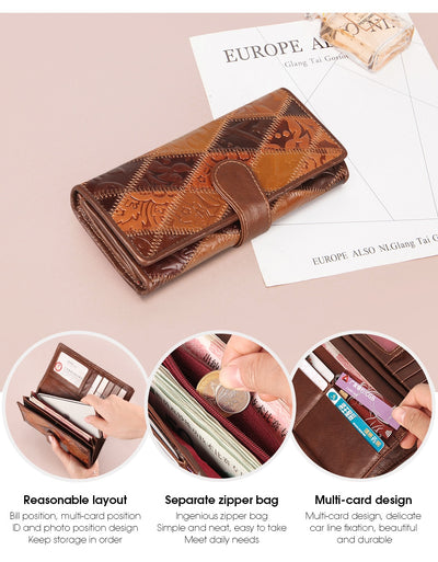 Billetera Retro de Cuero para Mujer con Gran Capacidad - Image 12