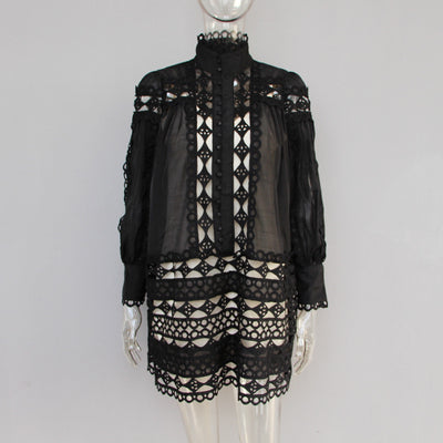 Vestido con Mangas Linterna y Detalles Calados - Image 17