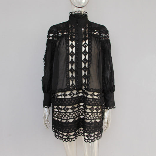 Vestido con Mangas Linterna y Detalles Calados - Image 17