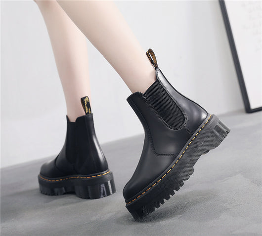 Botas Plataforma Martin de Cuero Inglés con Suela Gruesa para Mujer - Image 14