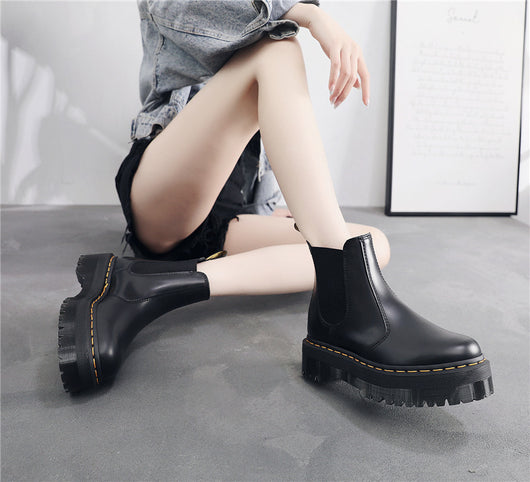 Botas Plataforma Martin de Cuero Inglés con Suela Gruesa para Mujer - Image 16