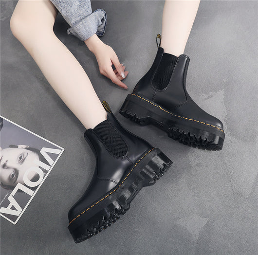 Botas Plataforma Martin de Cuero Inglés con Suela Gruesa para Mujer - Image 17