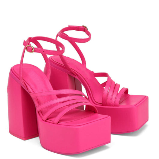 Sandalias de Tacón Grueso Plataforma Punta Cuadrada Color Sólido - Image 16