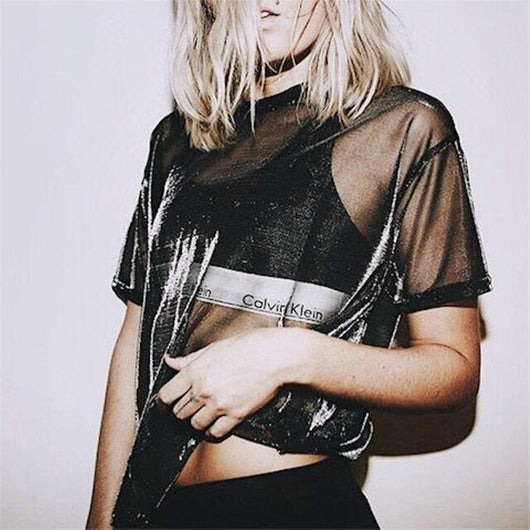 Blusa Casual Transparente de Malla Estilo Europeo - Image 8