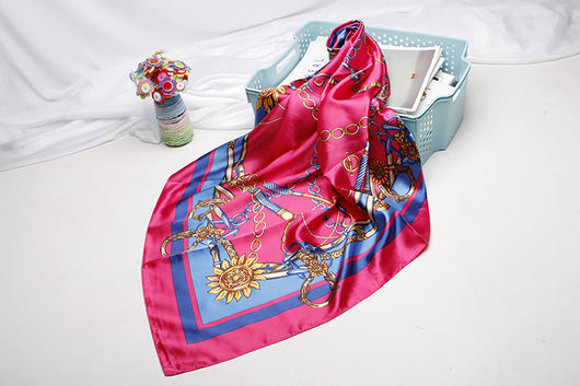 Pañuelo de Seda Estampado Versátil - Bufanda Multifuncional para Mujer - Image 9