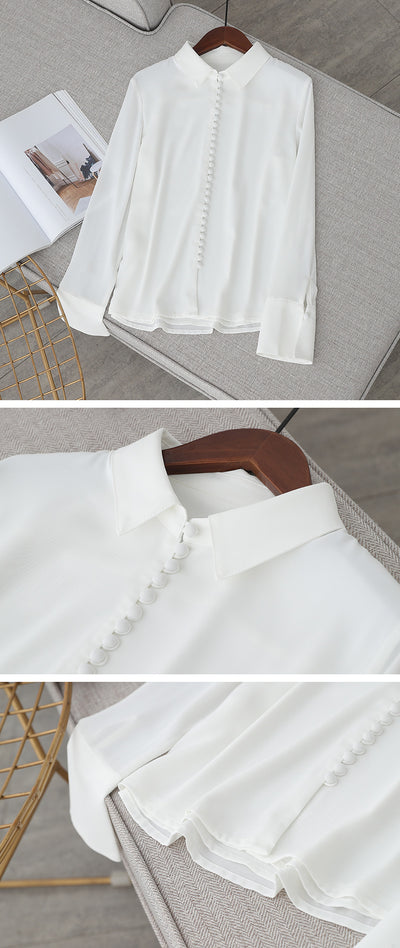 Blusa Ejecutiva de Gasa con Mangas Largas - Estilo Secretary Kim - Image 4