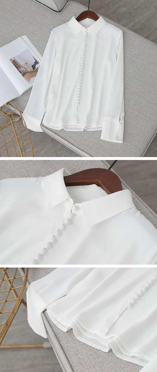 Blusa Ejecutiva de Gasa con Mangas Largas - Estilo Secretary Kim - Image 4