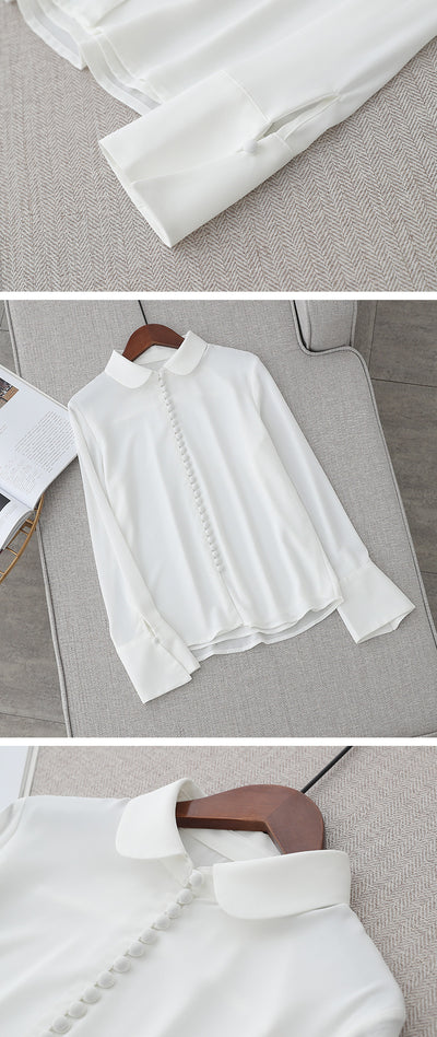 Blusa Ejecutiva de Gasa con Mangas Largas - Estilo Secretary Kim - Image 5