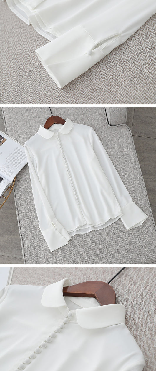 Blusa Ejecutiva de Gasa con Mangas Largas - Estilo Secretary Kim - Image 5