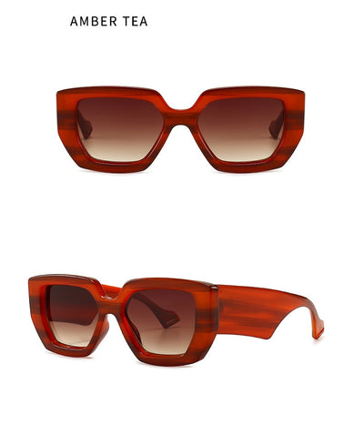 Modern retro sunglasses with a thick light brown plastic frame and dark lenses, featuring wide black temples. - Image 7