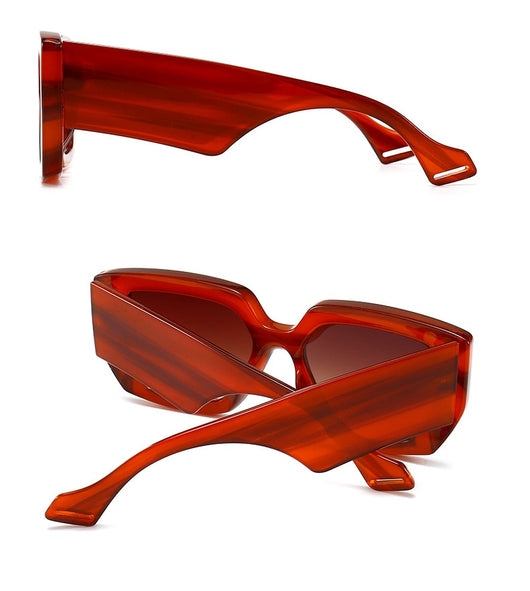 Modern retro sunglasses with a thick light brown plastic frame and dark lenses, featuring wide black temples. - Image 8