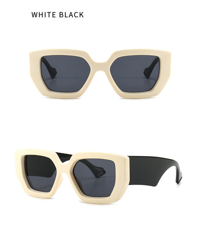 Modern retro sunglasses with a thick light brown plastic frame and dark lenses, featuring wide black temples. - Image 9