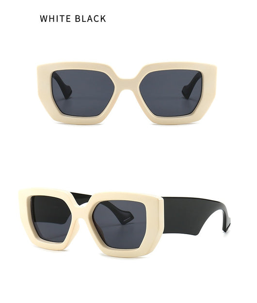 Modern retro sunglasses with a thick light brown plastic frame and dark lenses, featuring wide black temples. - Image 9