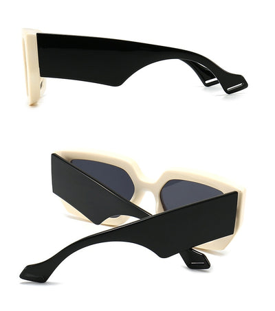 Modern retro sunglasses with a thick light brown plastic frame and dark lenses, featuring wide black temples. - Image 10