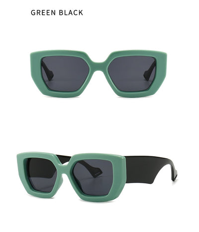 Modern retro sunglasses with a thick light brown plastic frame and dark lenses, featuring wide black temples. - Image 13