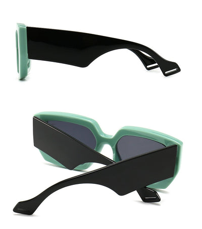 Modern retro sunglasses with a thick light brown plastic frame and dark lenses, featuring wide black temples. - Image 14