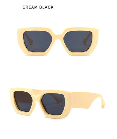 Modern retro sunglasses with a thick light brown plastic frame and dark lenses, featuring wide black temples. - Image 15