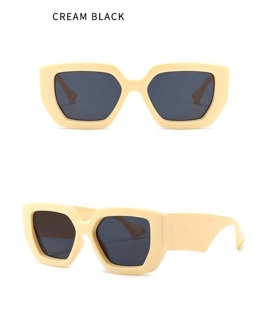 Modern retro sunglasses with a thick light brown plastic frame and dark lenses, featuring wide black temples. - Image 15