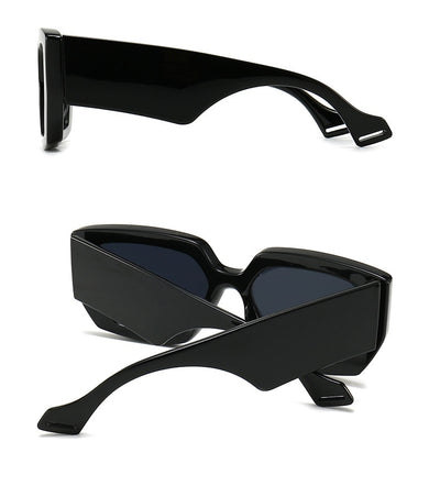 Modern retro sunglasses with a thick light brown plastic frame and dark lenses, featuring wide black temples. - Image 18