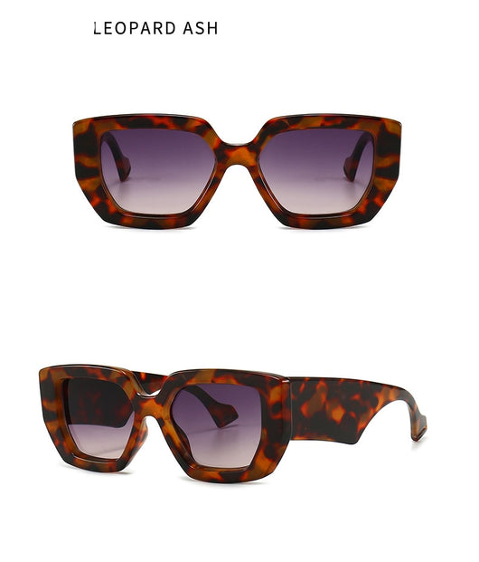 Modern retro sunglasses with a thick light brown plastic frame and dark lenses, featuring wide black temples. - Image 19