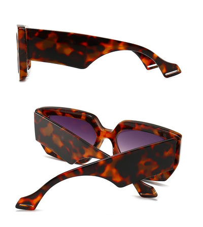 Modern retro sunglasses with a thick light brown plastic frame and dark lenses, featuring wide black temples. - Image 20