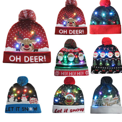 Gorro Navideño Tejido con Diseño de Reno y Muñeco de Nieve - Image 21
