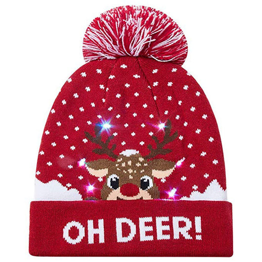 Gorro Navideño Tejido con Diseño de Reno y Muñeco de Nieve - Image 22