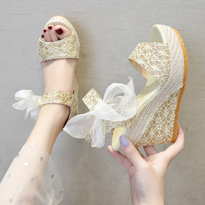 Sandalias de Tacón Cuña Alto Versátil con Listón para Mujer - Image 7