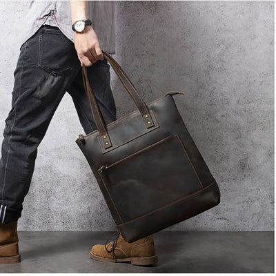 Bolso de Cuero Genuino Estilo Retro para Hombre - Primera Capa - Image 8