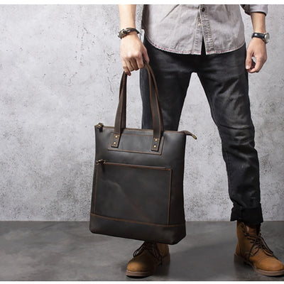 Bolso de Cuero Genuino Estilo Retro para Hombre - Primera Capa - Image 10