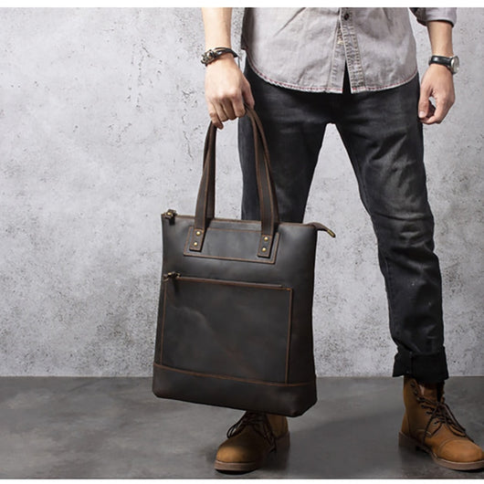 Bolso de Cuero Genuino Estilo Retro para Hombre - Primera Capa - Image 10