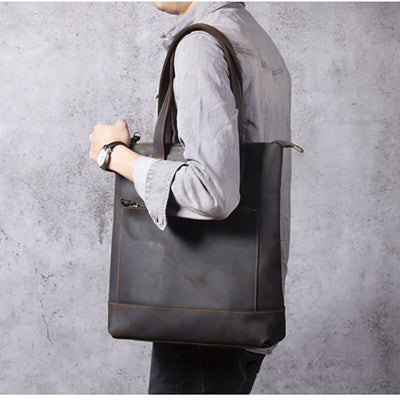 Bolso de Cuero Genuino Estilo Retro para Hombre - Primera Capa - Image 11