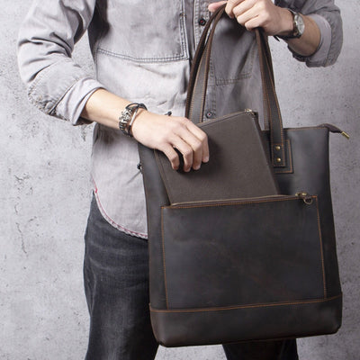 Bolso de Cuero Genuino Estilo Retro para Hombre - Primera Capa - Image 12