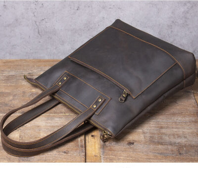 Bolso de Cuero Genuino Estilo Retro para Hombre - Primera Capa - Image 14