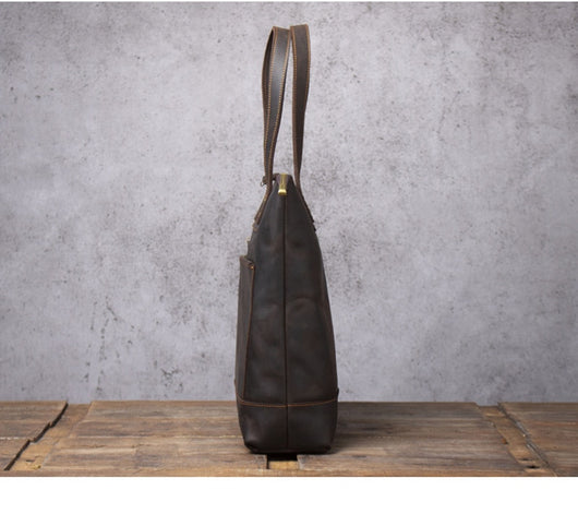 Bolso de Cuero Genuino Estilo Retro para Hombre - Primera Capa - Image 16
