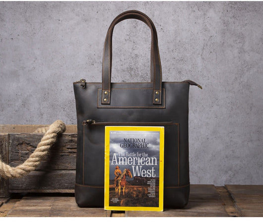 Bolso de Cuero Genuino Estilo Retro para Hombre - Primera Capa - Image 17