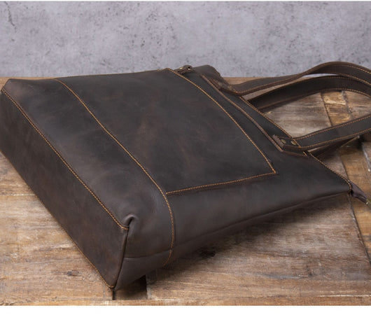 Bolso de Cuero Genuino Estilo Retro para Hombre - Primera Capa - Image 18