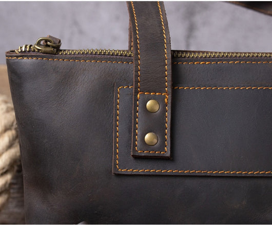 Bolso de Cuero Genuino Estilo Retro para Hombre - Primera Capa - Image 20