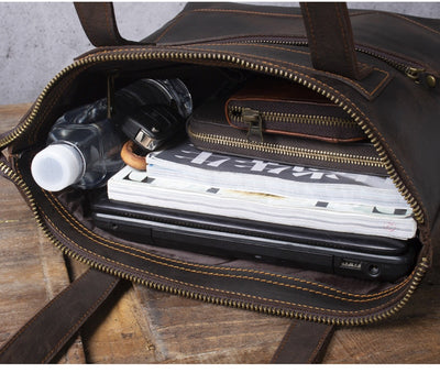 Bolso de Cuero Genuino Estilo Retro para Hombre - Primera Capa - Image 21