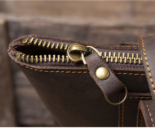 Bolso de Cuero Genuino Estilo Retro para Hombre - Primera Capa - Image 22