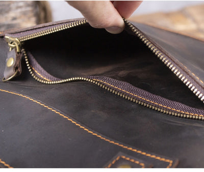 Bolso de Cuero Genuino Estilo Retro para Hombre - Primera Capa - Image 23