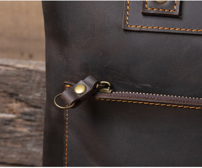 Bolso de Cuero Genuino Estilo Retro para Hombre - Primera Capa - Image 26