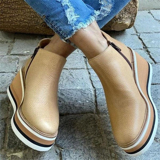 Botas Cuña Tacón Alto Boca Baja para Mujer - Image 7