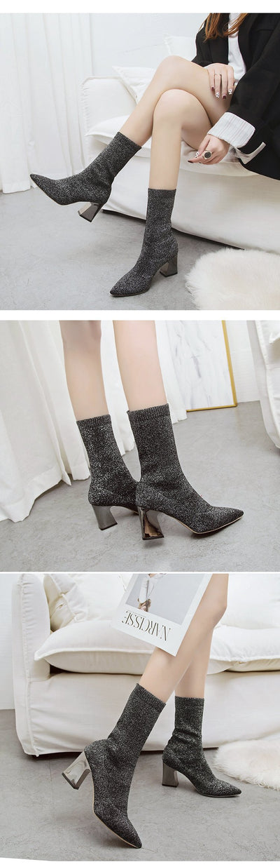 Botas de Tacón Alto Punta Fina Caña Media - Estilo Elegante para Mujer - Image 8