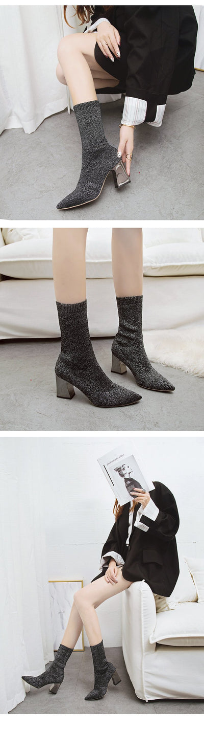 Botas de Tacón Alto Punta Fina Caña Media - Estilo Elegante para Mujer - Image 9