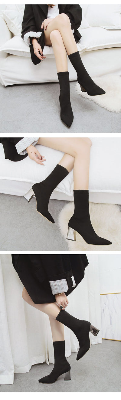 Botas de Tacón Alto Punta Fina Caña Media - Estilo Elegante para Mujer - Image 11
