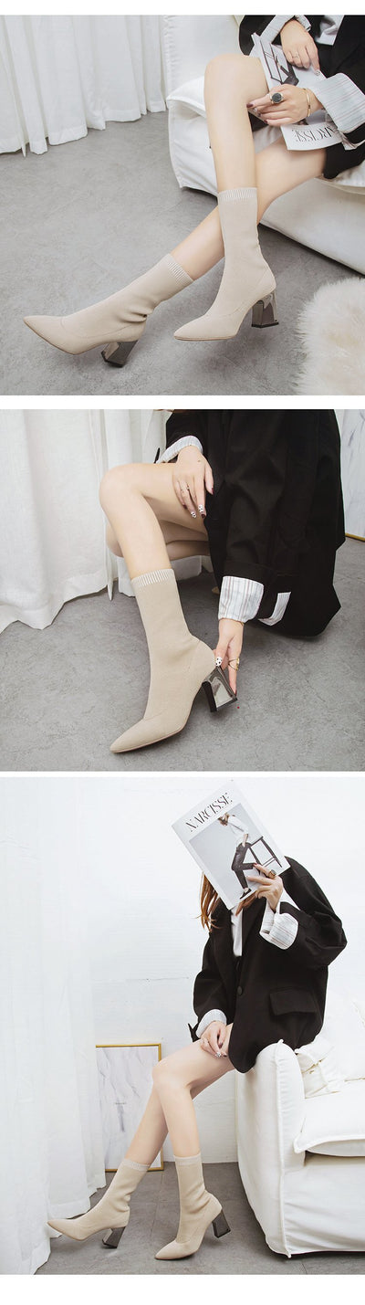 Botas de Tacón Alto Punta Fina Caña Media - Estilo Elegante para Mujer - Image 12